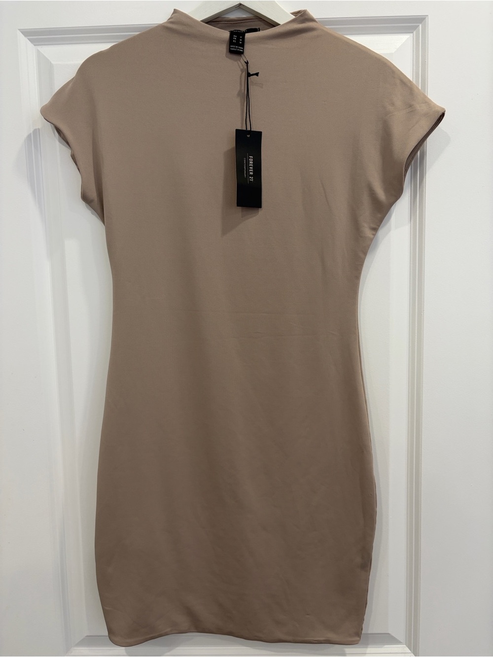 Forever 21 Taupe Cap-Sleeve Mock Neck Tunic